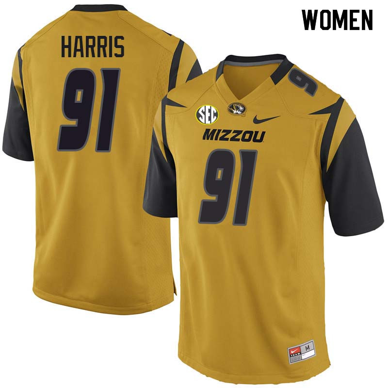 Women #91 Charles Harris Missouri Tigers College Football Jerseys Sale-Yellow